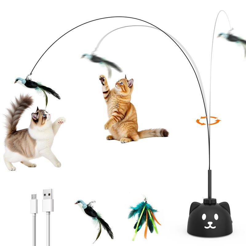 CATPICK Interactive Cat Toys for Indoor Cats Automatic Electric Flying Bird Feather Wand Toy with Automatic Function and Electric Flying Bird for Continuous Entertainment
