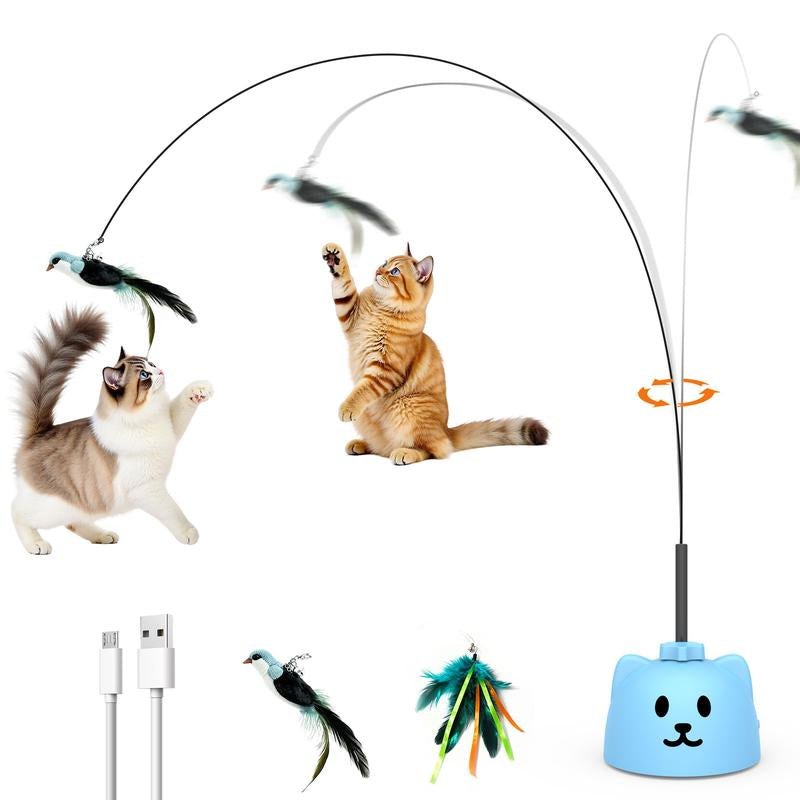 CATPICK Interactive Cat Toys for Indoor Cats Automatic Electric Flying Bird Feather Wand Toy with Automatic Function and Electric Flying Bird for Continuous Entertainment