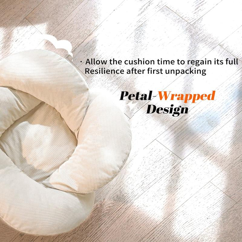 Elevated Flower Cat Bed，Wooden with Cushion， Fluffy Pet Couch Sofa for Indoor Cats and Dogs， Raised Kitty Lounge Chair， Suitable for Puppy, Cat Furniture(Large)