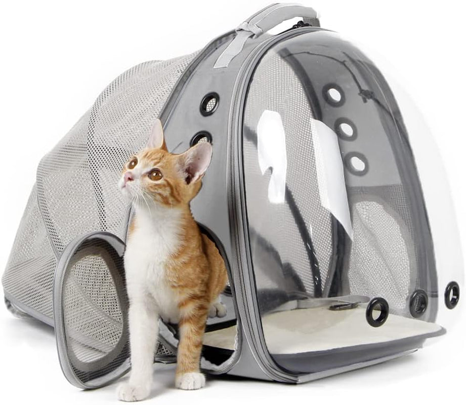Cat Bubble Backpack with Fan, Fit up to 12 Lbs, Space Capsule Astronaut Clear Window Pet Travel Carrier Backpack for Cat and Small Puppy