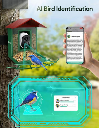 Osoeri Bird Feeder with Camera, Smart Bird Feeder Camera with AI Identify, Auto Capture Bird Videos & Motion Detection, Ideal Gift for Bird Lovers