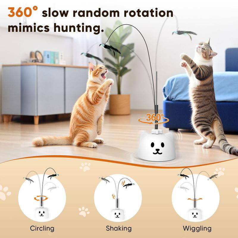 CATPICK Interactive Cat Toys for Indoor Cats Automatic Electric Flying Bird Feather Wand Toy with Automatic Function and Electric Flying Bird for Continuous Entertainment