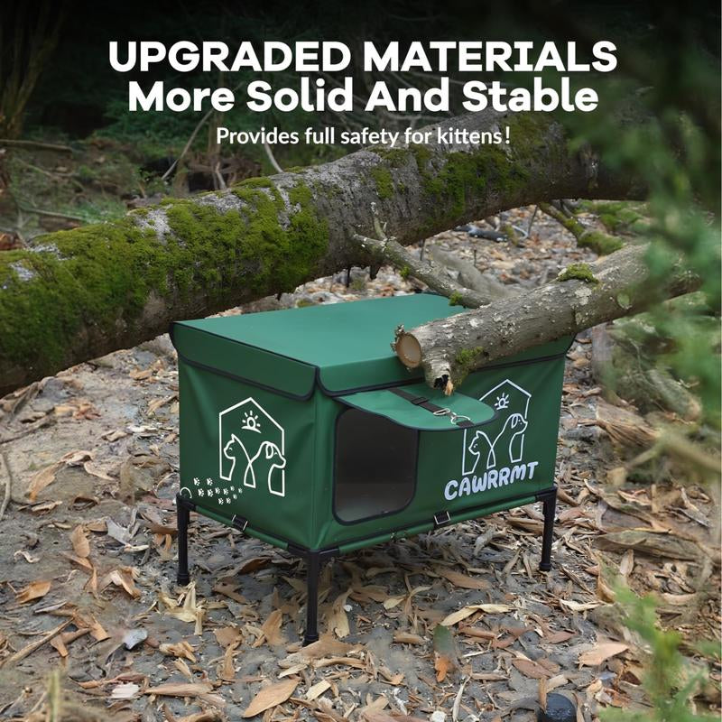 CAWRMT New Upgraded Winter Outdoor Heated Cat House with Removable High Leg Design 100% Rainproof Insulated Pet Heating Pad for Feral Cats and Kitten Shelters