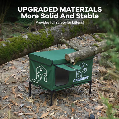 CAWRMT New Upgraded Winter Outdoor Heated Cat House with Removable High Leg Design 100% Rainproof Insulated Pet Heating Pad for Feral Cats and Kitten Shelters