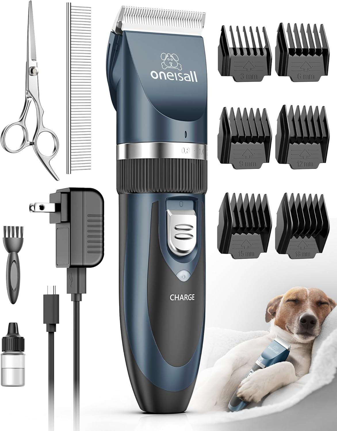 Dog Clipper Low Noise, Dog Grooming Kit with Rechargeable, Pet Shaver Cordless Electric Quiet Hair Clipper Set for Dogs Cats Pets（Gold）