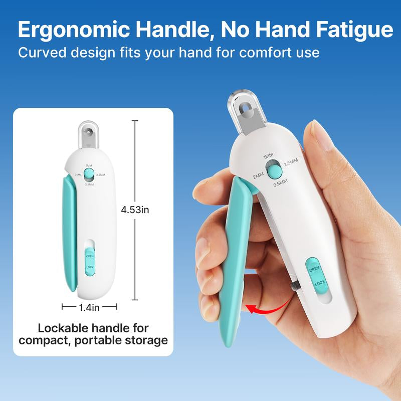 Potaroma Cat Nail Clipper with Adjustable 4-Size Trimming Hole & Hidden Nail File | Safe Toenail Trimmer for Kittens & Indoor Cats | Anti-Splash Claw Cutter for Cat Grooming (Blue)