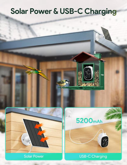 Osoeri Bird Feeder with Camera, Smart Bird Feeder Camera with AI Identify, Auto Capture Bird Videos & Motion Detection, Ideal Gift for Bird Lovers