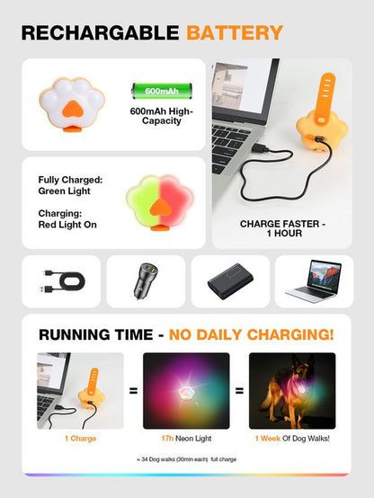 Lekereise LED Dog Collar Light – USB-C Rechargeable, 6 Modes, Waterproof Silicone Safety Collar for Night Walking, Running & Camping