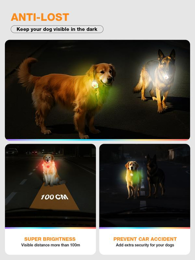 Lekereise LED Dog Collar Light – USB-C Rechargeable, 6 Modes, Waterproof Silicone Safety Collar for Night Walking, Running & Camping