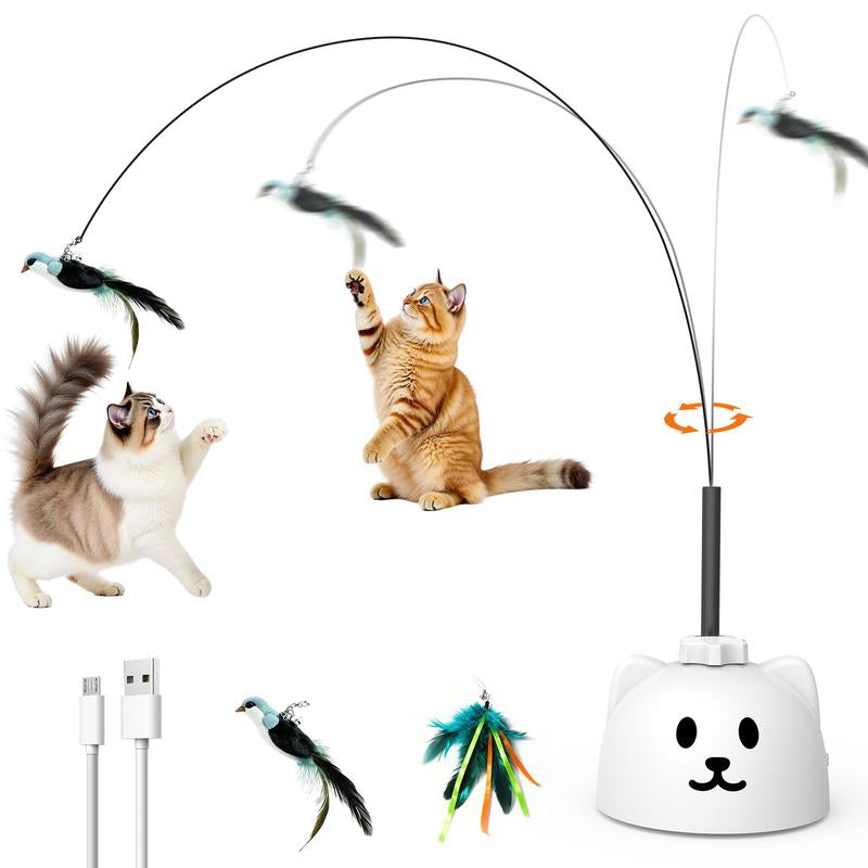 CATPICK Interactive Cat Toys for Indoor Cats Automatic Electric Flying Bird Feather Wand Toy with Automatic Function and Electric Flying Bird for Continuous Entertainment